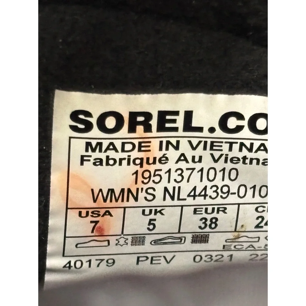 SOREL Out 'N About III Puffy‎ Zip Waterproof Boot Black/White Women's Size 7
